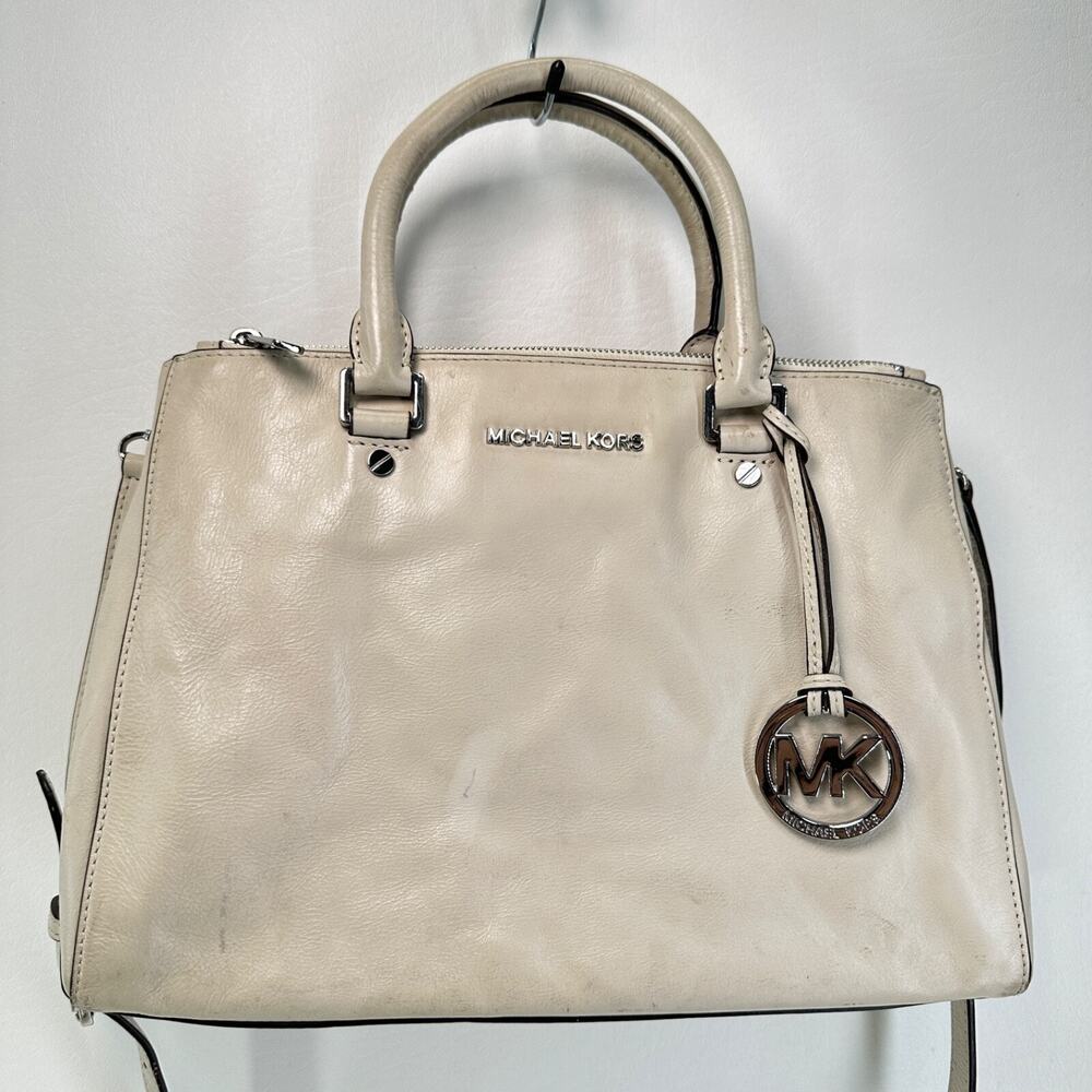 MICHAEL KORS Crossbody Handbag Sutton Bone Smooth Leather Satchel Purse